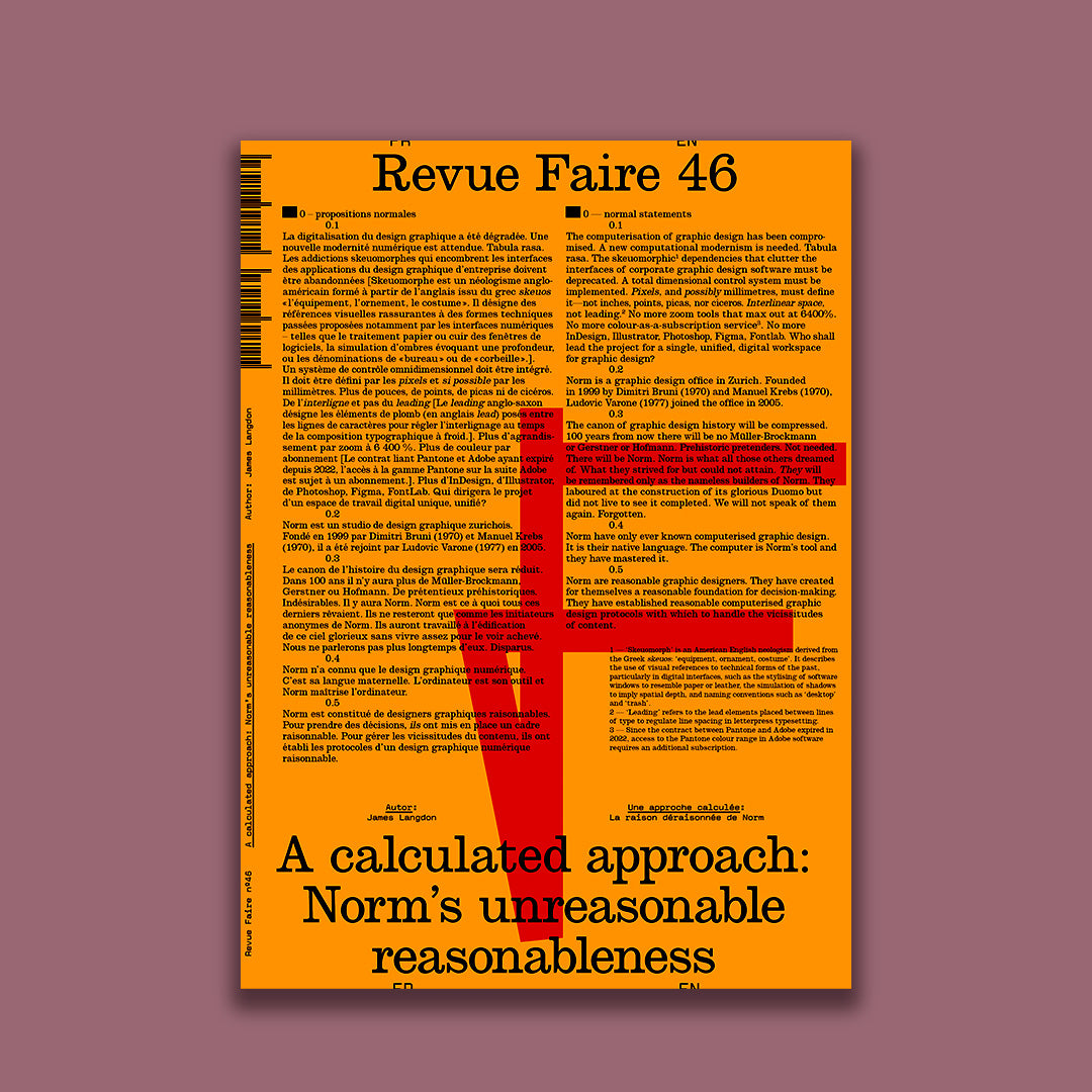 Faire – regarder le graphisme n° 46 – une approche calculée : la raison déraisonnée de norm