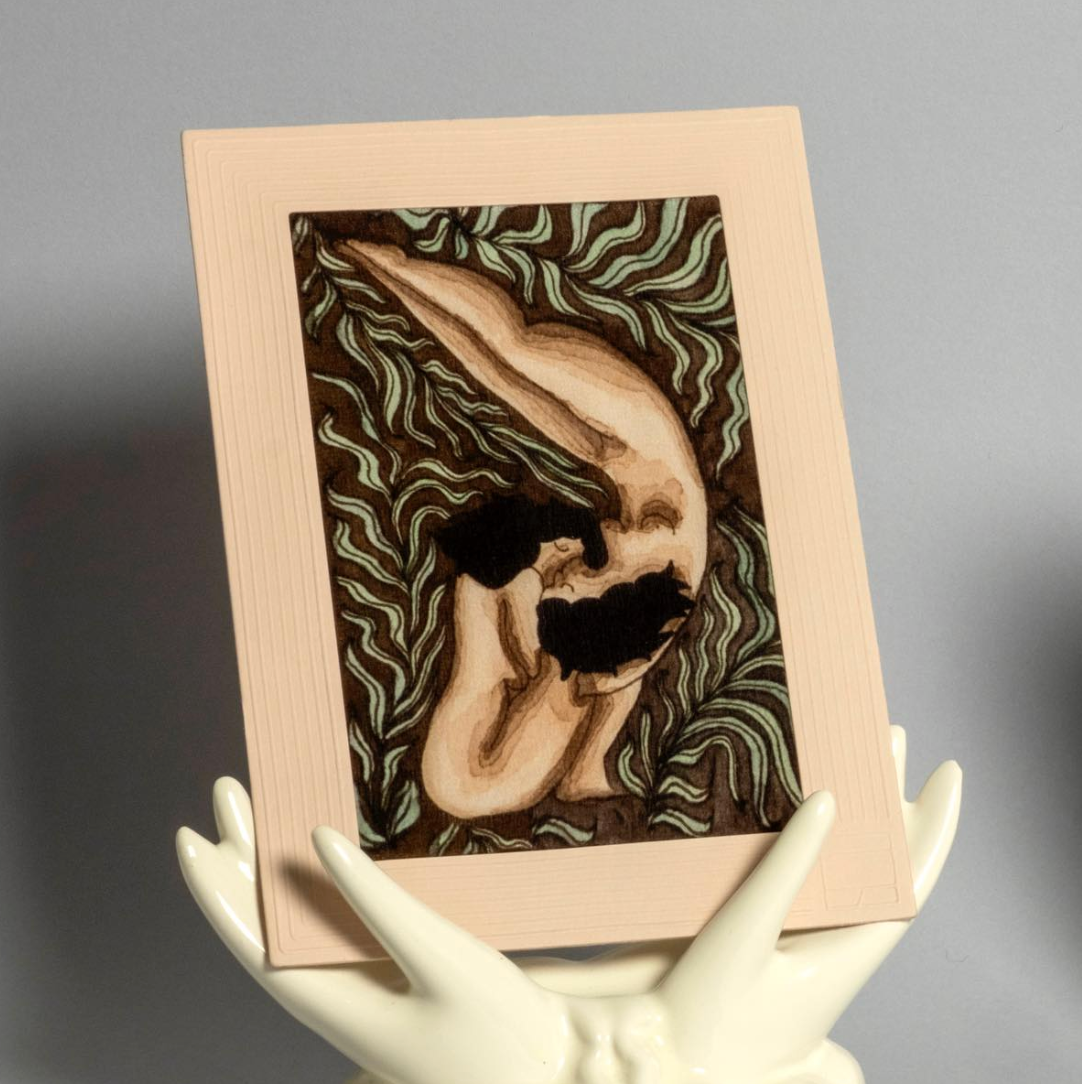 Virgule - carte postale en soie