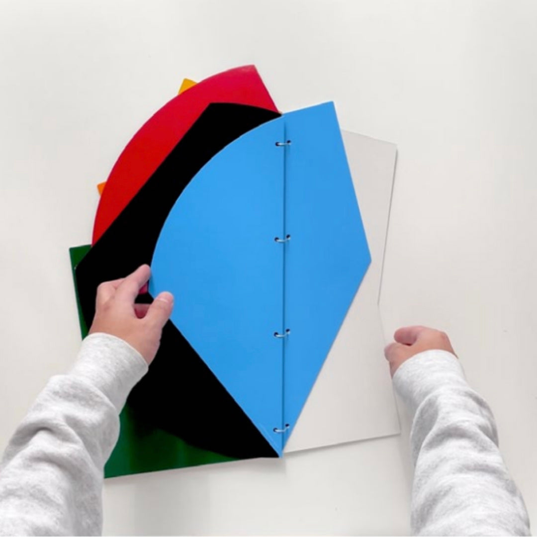 8 pieces of paper, 8 shapes, and 8 colors