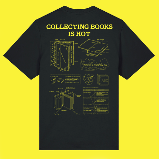 Tshirt collecting book is hot (noir, jaune)