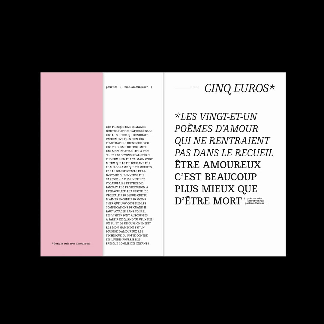 LES VINGT-ET-UN POÈMES D'AMOUR QUI NE RENTRAIENT PAS DANS LE RECEUIL ÊTRE AMOUREUX C'EST BEAUCOUP PLUS MIEUX QUE D'ÊTRE MORT*