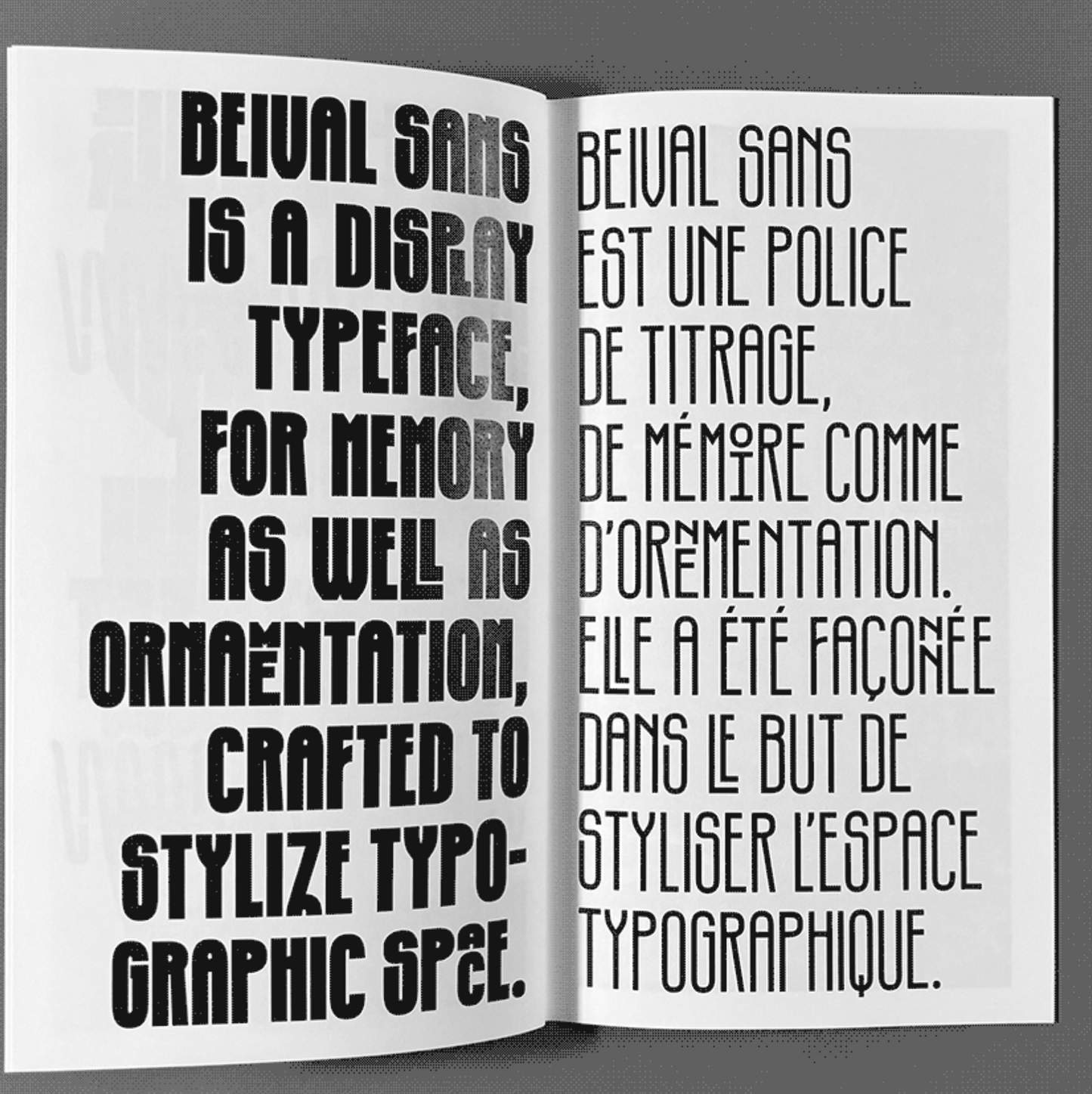 BEIVAL SANS, SPECIMEN : un parallèle entre la typographie et l'art décoratif