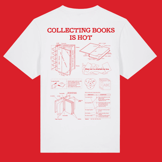 T-shirt "Collecting book is hot" - Blanc / Rouge