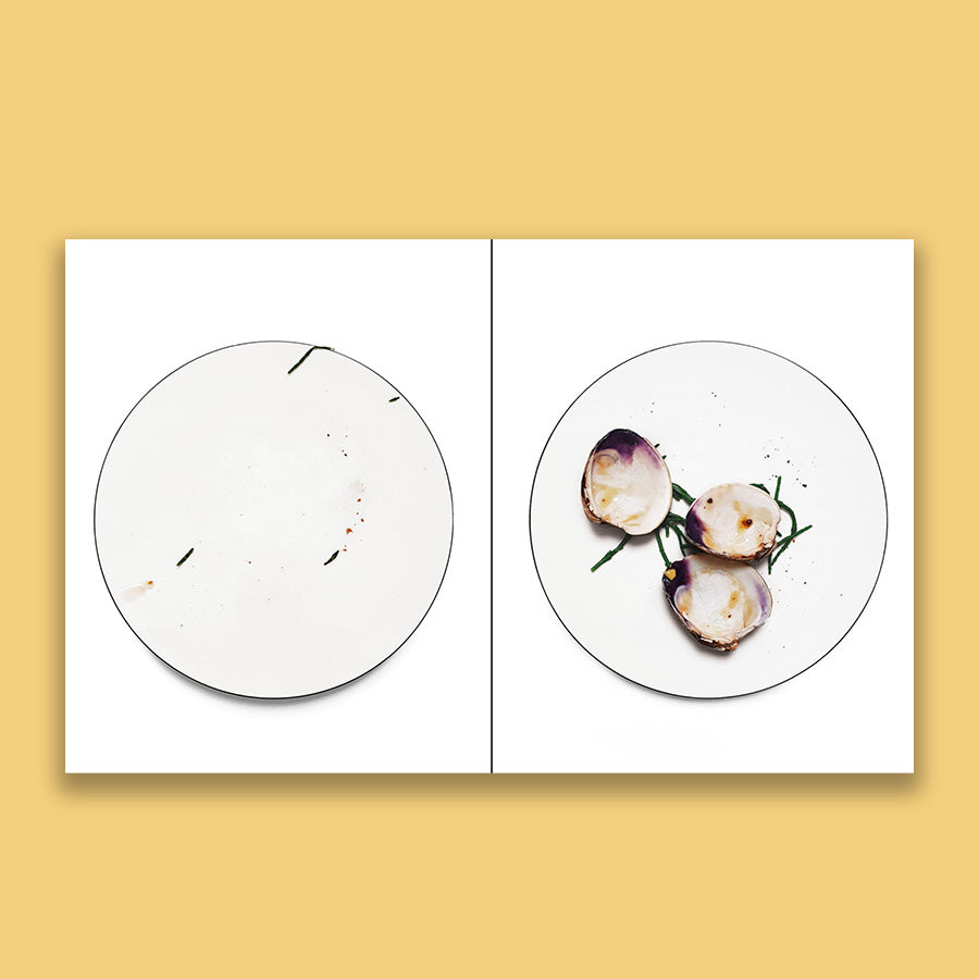 Servez citron. Un ensemble de photographies par Eric Poitevin d'assiettes desservies chez Troisgros accompagné des recettes afférentes, piqué de Restes de table, un essai par Jean-Claude Lebensztejn