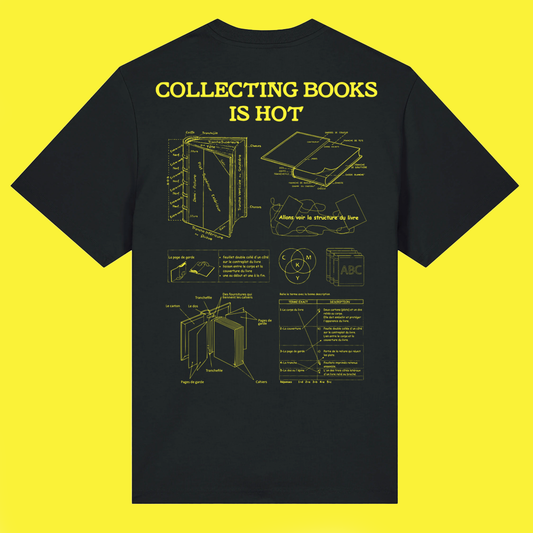 T-shirt "Collecting books is hot" - Noir / Jaune